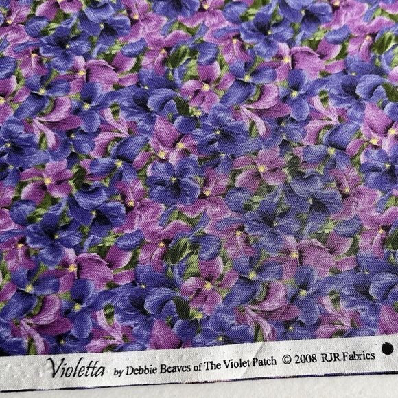 RJR Violetta Violet Patch 4pc Fabric Quilt Bundle Debbie Beaves Violets Fabric - Picture 3 of 9